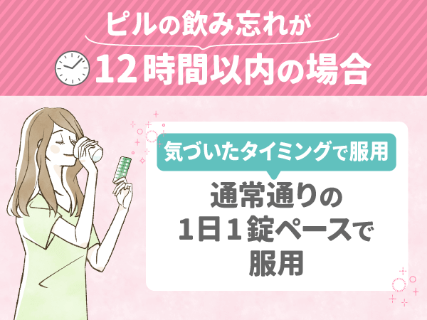 ピルの飲み忘れが12時間以内の場合