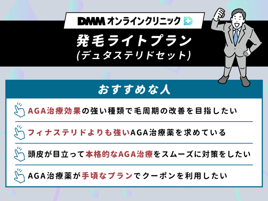 DMMオンラインクリニックAGA発毛ライトプラン・デュタステリドセットのクーポン（デュタステリド・ミノキシジル）
